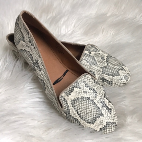 snakeskin print flats
